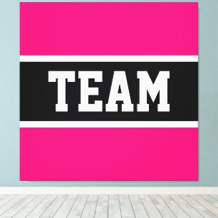 TEAM Sporty Athletic Bright Rosa Black Rand Canvastryck