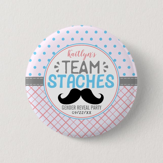 "Team Stacher" Modern Gender Reveal Party Knapp (Framsida)