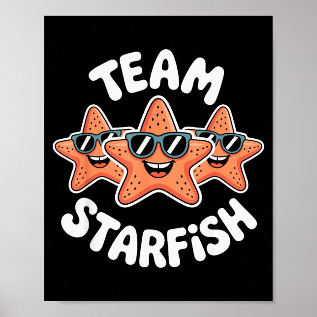 Team Starfish Cool Sungles Ocean Cartoon Crew Funn Poster (Framsidan)
