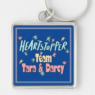 Team Tara och Darcy Blue Fyrkantig Silverfärgad Nyckelring