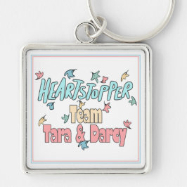 Team Tara och Darcy White Fyrkantig Silverfärgad Nyckelring