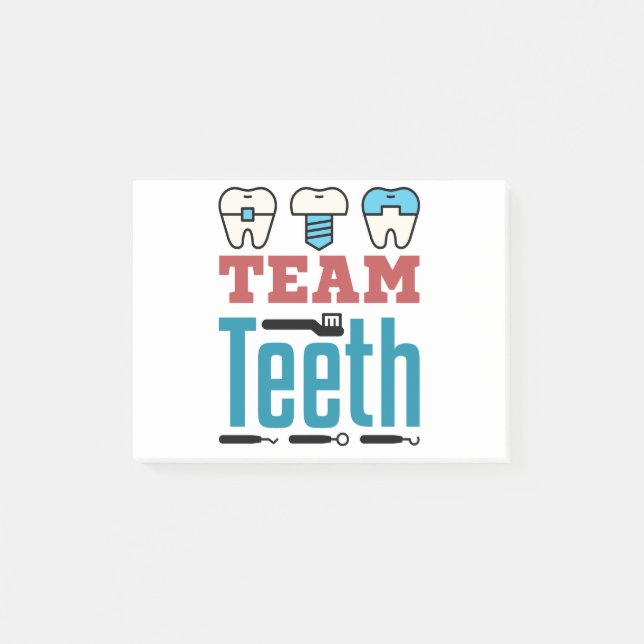 Team Teeth Dental Squad Personal Dentist Hygienist Post-it Block (Framsida)