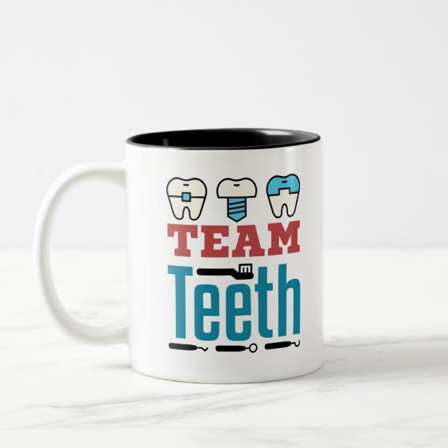 Team Teeth Dental Squad Personal Dentist Hygienist Två-Tonad Mugg (Vänster)