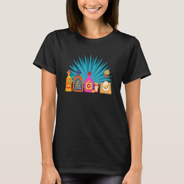 Team Tequila Salt Lime Mexican Drink Flaska Plant T Shirt (Framsida)