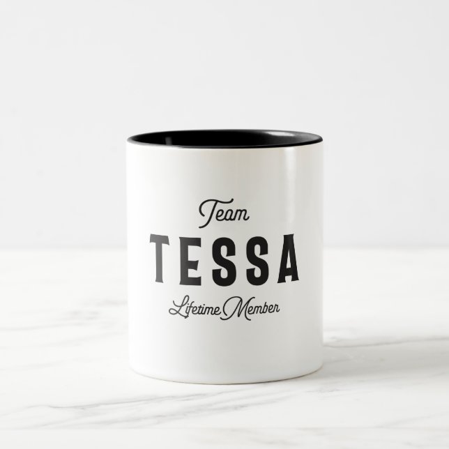 Team Tessa-livstidsmedlem Personlig Namn Två-Tonad Mugg (Center)