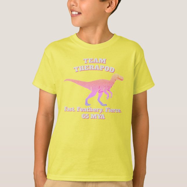 Team Theropod - snabb. Feathery. Kraft T Shirt (Framsida)