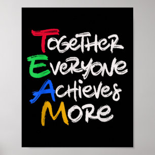 Team Tillsammans Alla Uppnår Mer Teamwork Motivati Poster