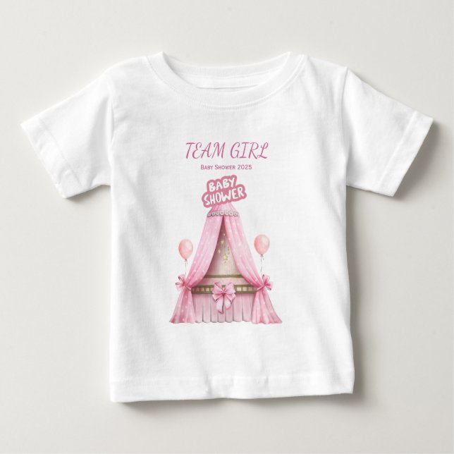 Team Tjej Baby Shower 2025 Familj Outfit T Shirt (Framsida)