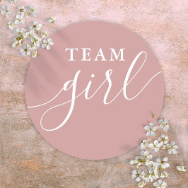 Team Tjej Dammrosa Rosa Kön Avslöjande Röstning Runt Klistermärke