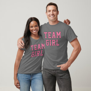 Team Tjej Rosa på Grått Köns Avslöjande Tee Shirt