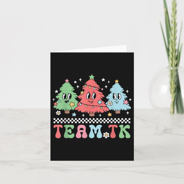 Team Tk Teacher Christmas Sweater Retro Xmas Tree  Kort (Framsida)