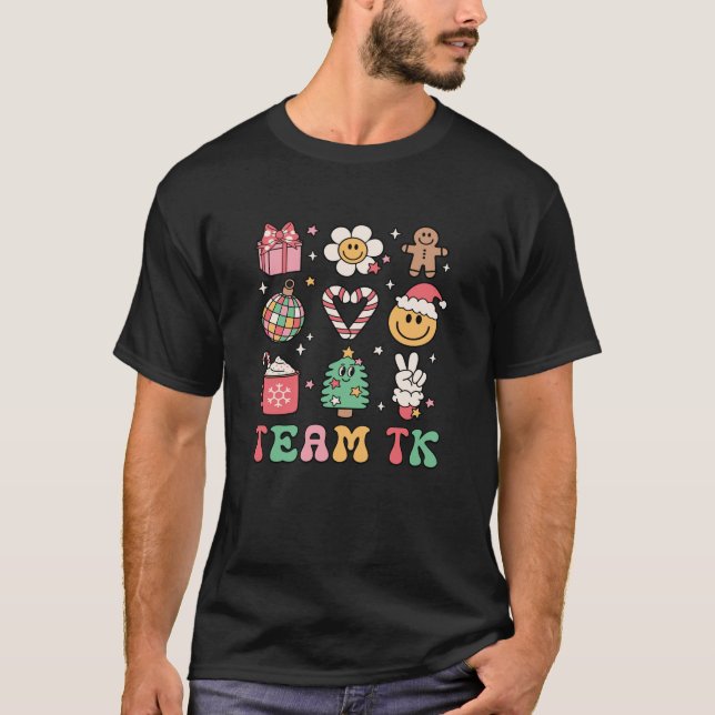 Team TK Teacher Smile Face Christmas Candy Cane Ba T Shirt (Framsida)