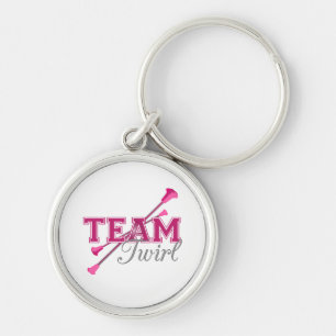 Team Twirl Baton Rund Silverfärgad Nyckelring