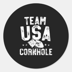 Team usa cornhole mästare bean bag kast runt klistermärke