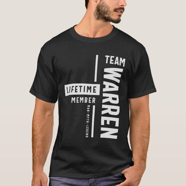 Team Warren-livstidsmedlem Funny Namn Warren T Shirt (Framsida)
