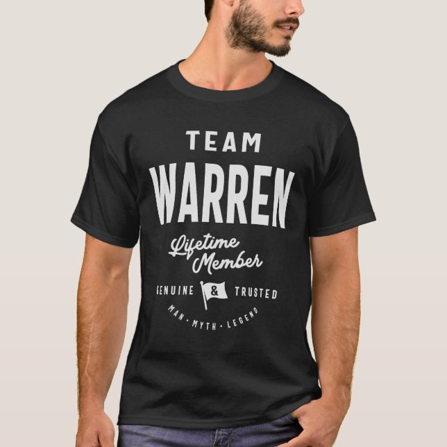 Team Warren-livstidsmedlem - Namn Warren T Shirt (Framsida)