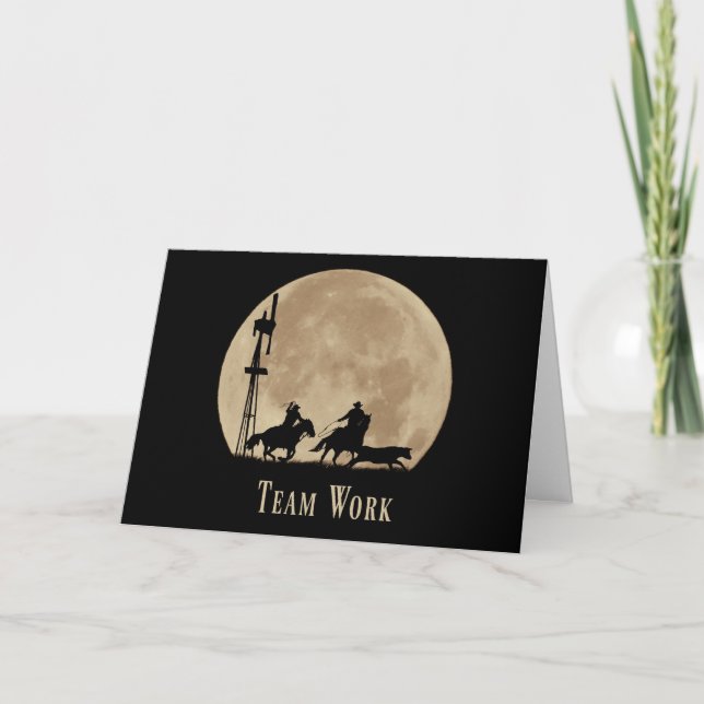 Team Work Business Motivtive Card med Cowboys Kort (Framsida)