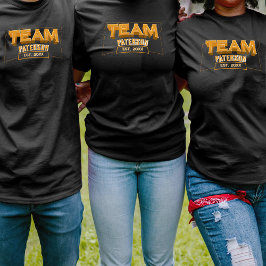 Team Yellow Sports Family Crew Custom Name Black T Shirt
