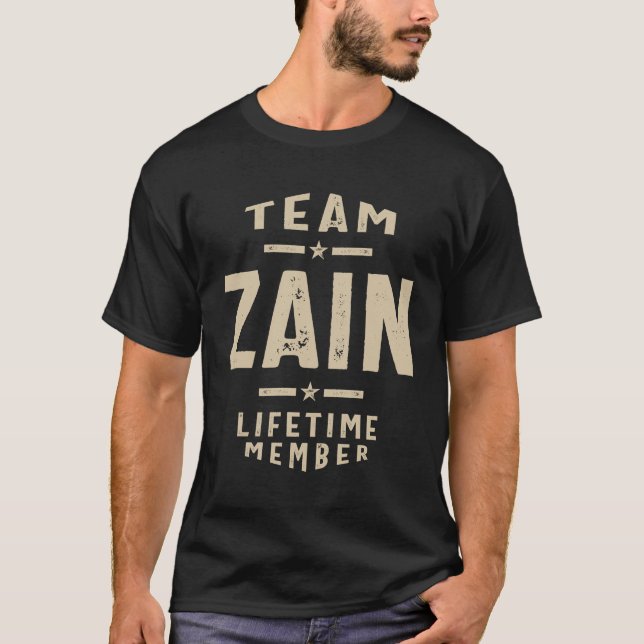 Team Zain-livstidsmedlem - Namn Zain T Shirt (Framsida)