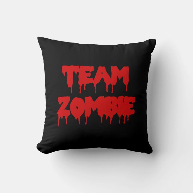 Team Zombie Rött blod på svart Kudde (Framsida)