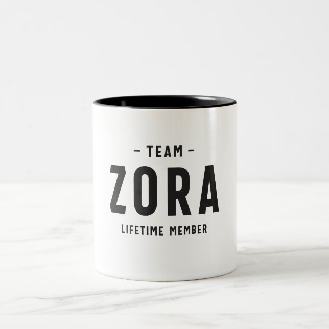 Team Zora-livstidsmedlem Personlig Namn Två-Tonad Mugg (Center)