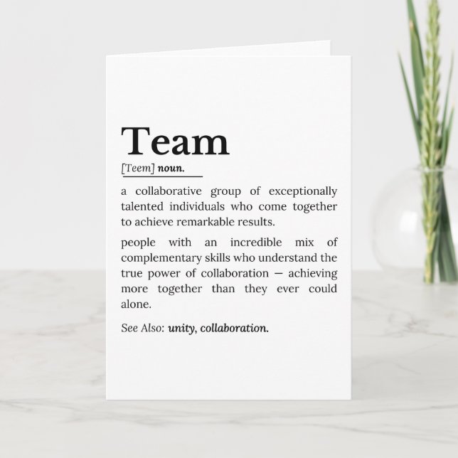 Teamdefinition – Samarbetets kraft  Kort (Framsida)