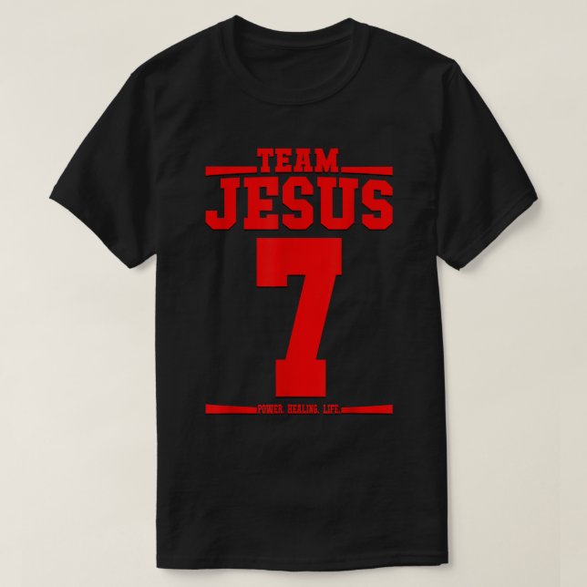 Teamet Jesus Jersey 7 Hans Namn är energiläkande l T Shirt (Design framsida)