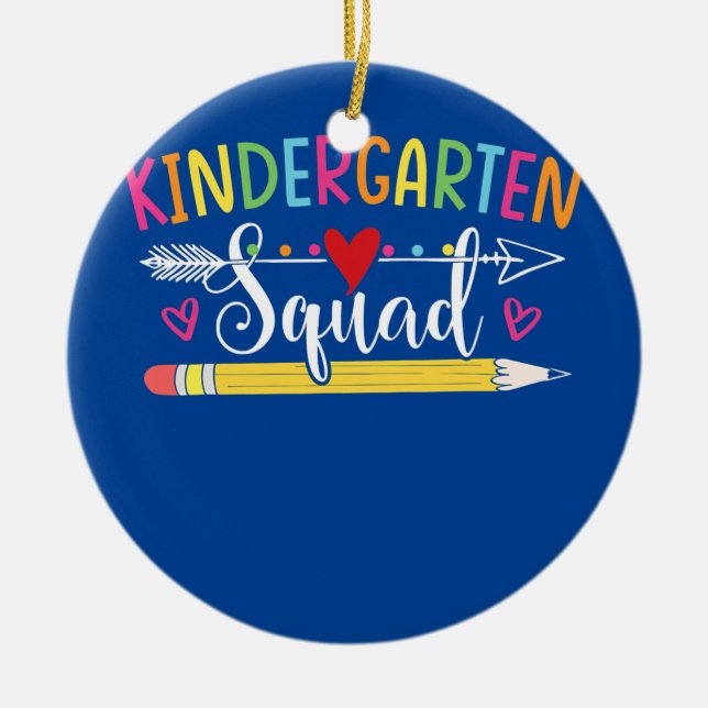 Teamet Kindergarten Squad Teacher Student tillbaka Julgransprydnad Keramik (Framsidan)