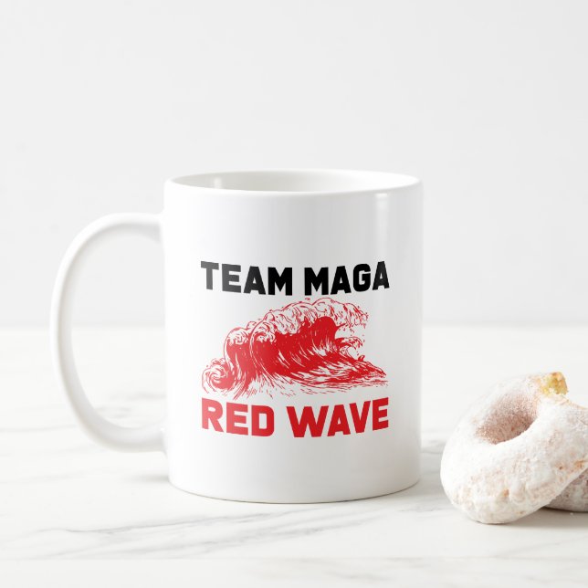 Teammaga Red wave-kaffe mugg (Med munk)