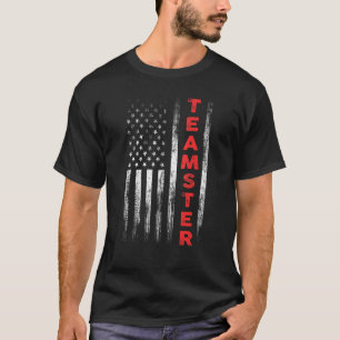 Teamster American Flagga Patriotic Lastbil Driver  T Shirt
