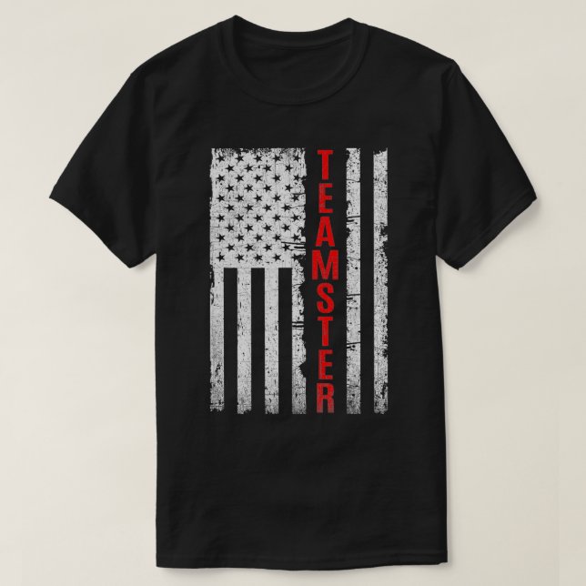 Teamster Proud American Flagga Distress T Shirt (Design framsida)
