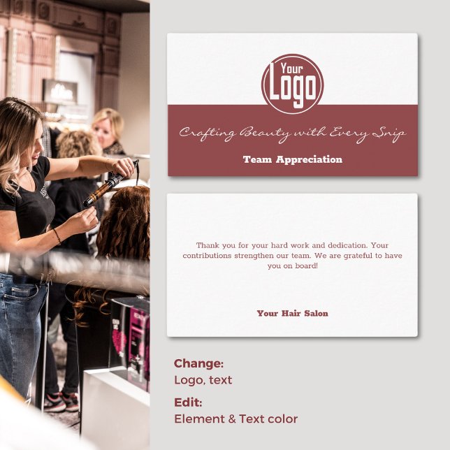 Teamutvärdering - Logotyp Hair Salon Tack Visitkort (Team Appreciation - Logo Hair Salon Thank You Business Card)