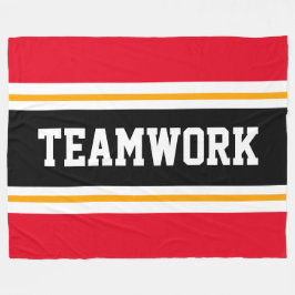 TEAMWORK Athletic Bright Red Black White Rand Fleecefilt