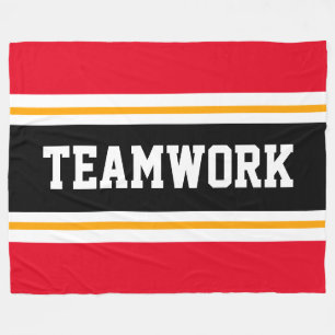 TEAMWORK Athletic Bright Red Black White Rand Fleecefilt