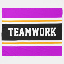 TEAMWORK Athletic Bright Rosa Black White Rand Fleecefilt
