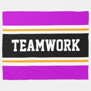 TEAMWORK Athletic Bright Rosa Black White Rand Fleecefilt
