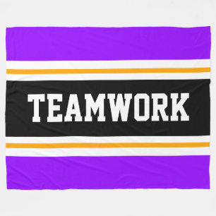 TEAMWORK Athletic Lila Black White Rand Fleecefilt