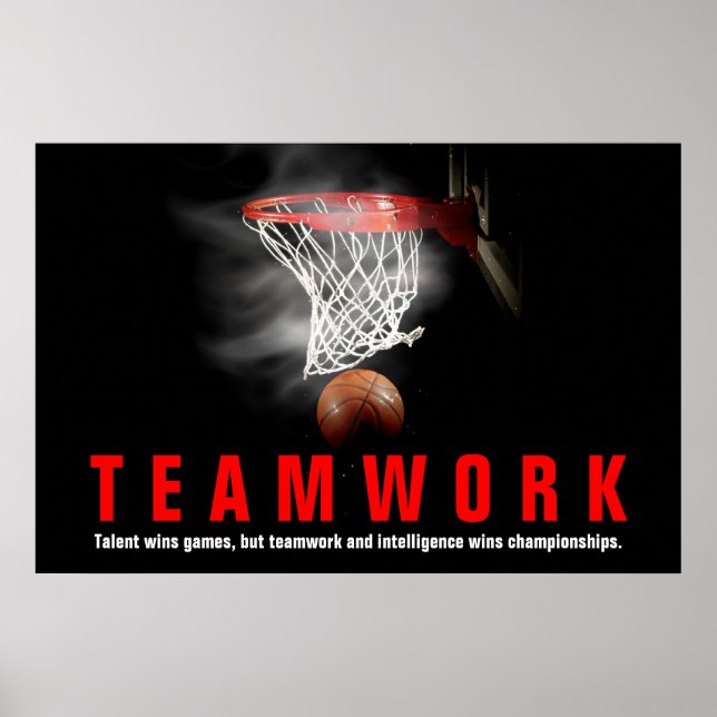 Teamwork Basketball inspirationsoffertspelare Poster (Framsidan)