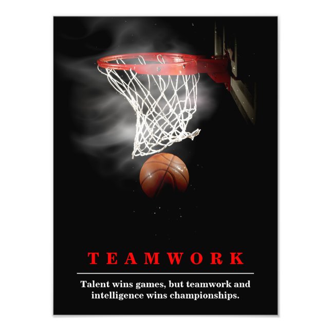 Teamwork Basketball Motivational Inspirational Fototryck (Framsidan)