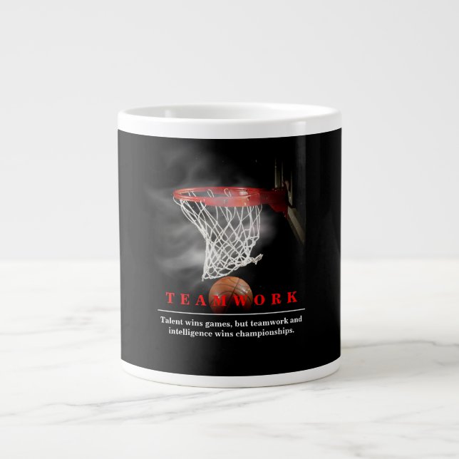 Teamwork Basketball Motivational Inspirational Jumbo Mugg (Framsidan)