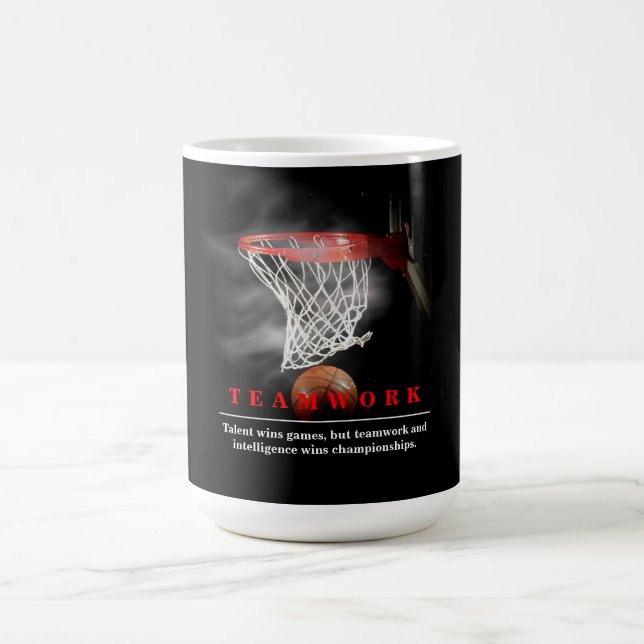 Teamwork Basketball Motivational Inspirational Kaffemugg (Center)