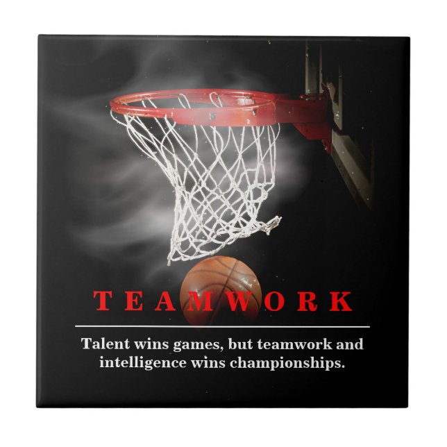 Teamwork Basketball Motivational Inspirational Kakelplatta (Framsidan)