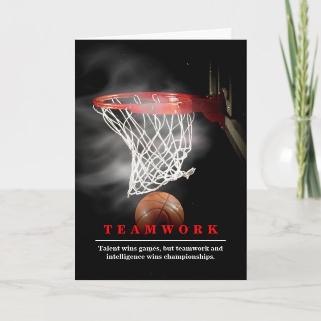 Teamwork Basketball Motivational Inspirational Kort (Framsida)