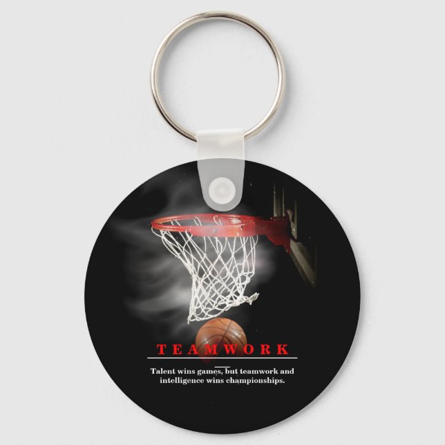 Teamwork Basketball Motivational Inspirational Nyckelring (Framsida)