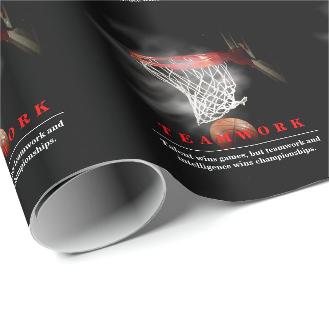 Teamwork Basketball Motivational Inspirational Presentpapper (Rullad Hörn)