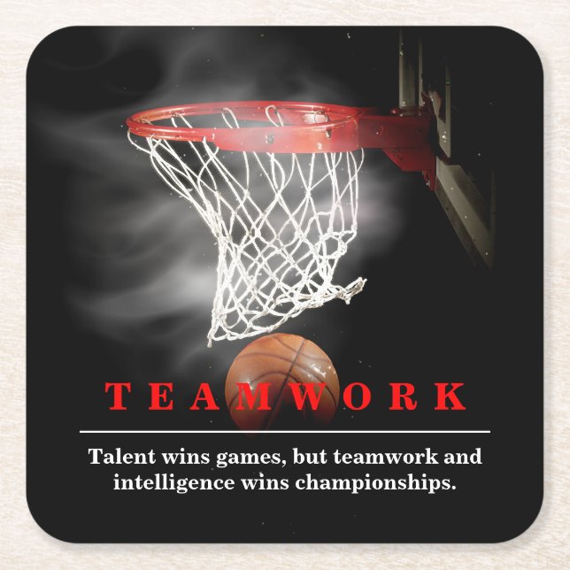 Teamwork Basketball Motivational Inspirational Underlägg Papper Kvadrat (Framsidan)