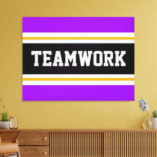 TEAMWORK Bright Lila Black White Tävla Rand Canvastryck