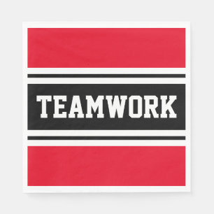 TEAMWORK Bright Red Black White Tävla Rand Pappersservett