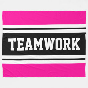 TEAMWORK Bright Rosa Black White Tävla Rand Fleecefilt