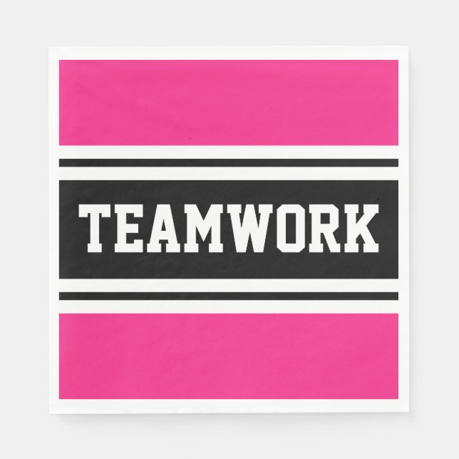 TEAMWORK Bright Rosa Black White Tävla Rand Pappersservett (Framsidan)